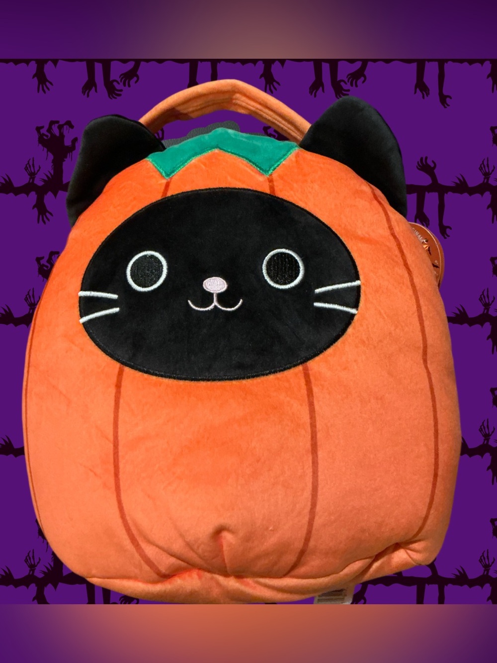 Squishmallows Pumpkin Cat Halloween Trick Or Treat Bucket New 12 Inch